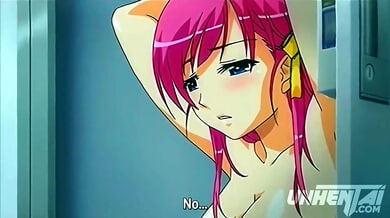 Blue-haired college girl takes a cumshot to the mouth and face in uncensored anime style