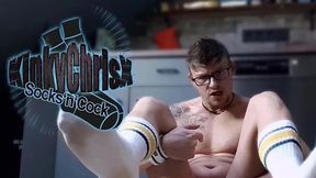 KinkyChrisX toys his boypussy in the kitchen wearing white socks