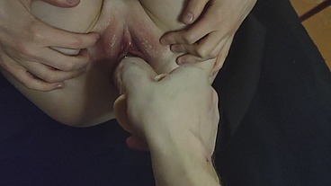 Fucked hard by a huge dildo