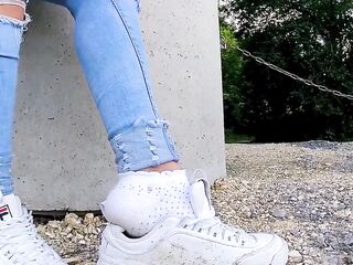 Katis 6 days bawdy sweaty socks and Sweaty Shoes Fila sneakers shoeplay lick my impure sneakers clean
