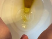Puffy horny pussy desperate to push out pee