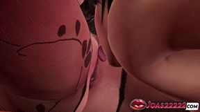 3D Hentai Miwa in Hot Pantyhose - Kiss Teasing with Pussy Masturbation, Moaning Sitting Pussy Licking, and Big Pink Dildo