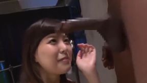 Dark-Haired Jap Cutie Takes On That Big Black Dick
