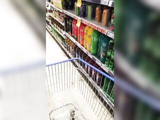 Sexy wife in short shorts showing her biggest booty at the market. Sexy wife, cuckold.