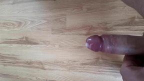 Big cumshot from hard morning wood