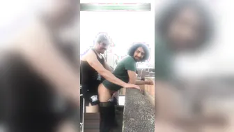 Latino twink masturbates and gets anal on rooftop