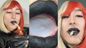 Dirty Talking Sissy Whore Close up Smoking and Lips Fetish