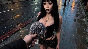 Interviewed busty goth girl on the street and fucked her in alley AI generated