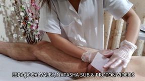 male wax depilation and tantric massage - interview and preparing the area for wax depilation