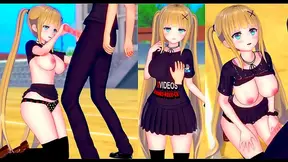 Blonde Big-Breasted Gal Rubbed & Sucked in Eroge Koikatu! 3D Hentai Anime
