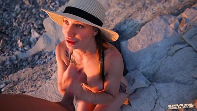No barriers to love. A young couple wants public sex and fucks right on the beach