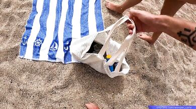 Destroyed Gushing Latina Squirt on Barcelona Nude Beach Stranger Cock