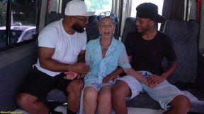 Tattooed 81 Year Old Granny DP In Driving Van
