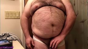 Fat Bear Strokes Clitty and Plays with Belly and Breasts