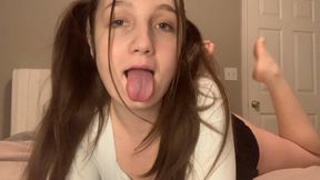 showing mouth + pussy gaping