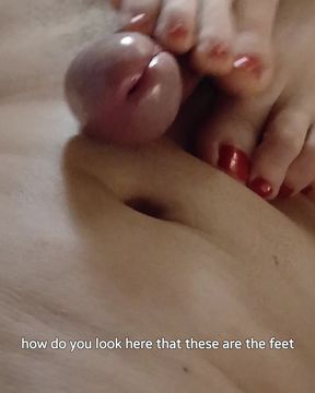 Kelly performs a technical footjob bringing Dominik's cock to a squirting orgasm.