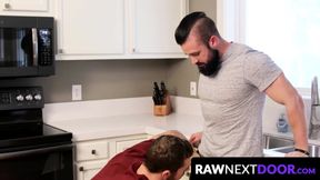 RawNextDoor.com - Bearded muscular stud Mathias barebacks his gay jock buddy Carter W