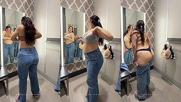 Try On Haul! Big Natural Boobs Uncensored Dressing Room Cam