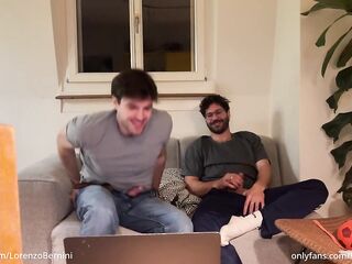 Str8 ally helps homo bro jerking of