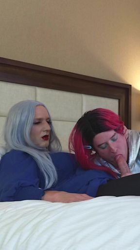 Gorgeous Femboy Goddess Gets Blowjob From Trans Kelsey Masters - Compilation 2