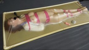 Medicinal stimulation with myostimulation and vibration in a latex vacuum bed