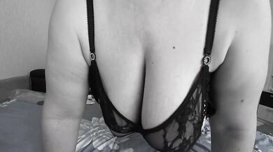 MILF POV big tits saggy strapon pound with raw amateur hairy pussy
