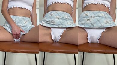 Upskirt Wetting my Panties & Flooding the Chair - So much Pee