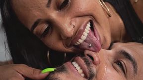 Beautiful AI girlfriend nose lickng and dripping saliva POV
