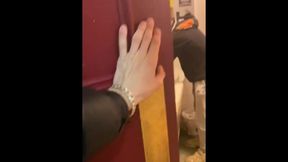 Twink fellatio's weenie & gulps jism in public toilet