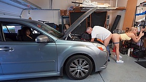 Lastful blonde slut Jenna Madison gets fucked in the garage