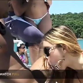 Girls go crazy at a big summer boat party