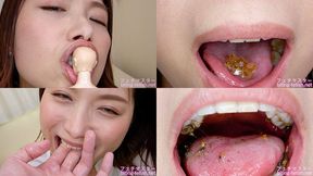 Tsubaki Kato - Showing inside cute girl's mouth, chewing gummy candys, sucking fingers, licking and sucking human doll, and chewing dried sardines mout-90 - wmv 1080p