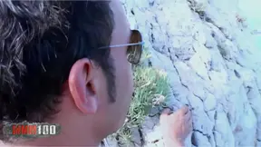 Busty brunette gets her round ass fucked on the rocks in an arena