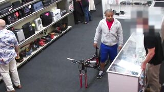 Pawnshop owners double team juicy ebony customer