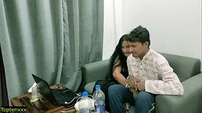 Indian hot madam cheated by young office boy! HINDI hot sex