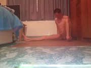 Very very skinny teen shows off flat ass and his skinny body
