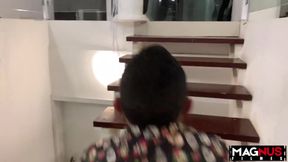 Inked Stud Facefucks Blonde Shemale Then Wrecks Her Bubble Butt Ass