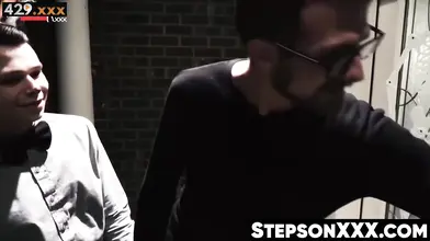 Daddy's Boy Sucks Two Big Dicks While Mommy Watches - Step-Mom Joins In
