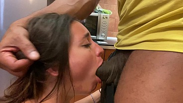 Pornstar SARA DIAMANTE gets fucked and deepthroated by BBC in kitchen