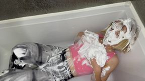 Messy with Shaving Foam! And Then Wet!