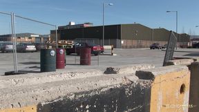 Two horny babes get caught by the security officers and have an orgy with them