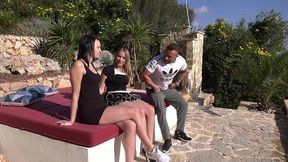 model scouts pick up two hot 20 year olds on the street and have wild foursome in villa