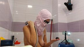 Hairy MILF gives blowjob while hubby shaves her cooch