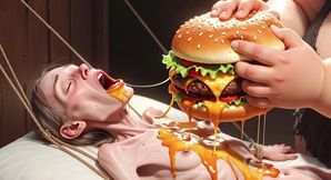 Extremely Skinny Girl Fed by Massive SSBBW - Extreme Feederism Contrast