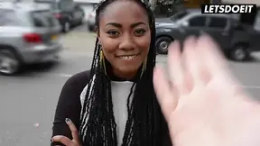 Slim, curvy Ebony Latina picks up a guy on the street and teases his member.