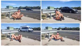 Hot Latina masturbating on the highway
