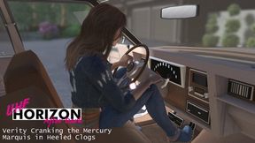 Verity Cranking the Mercury Marquis in Heeled Clogs 1080p