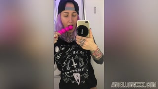 Wanking in the airplane toilet - Angel Long