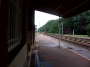 risky public jerkoff at train station