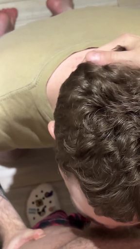 He Kisses My Big Hard Cock While I Pee